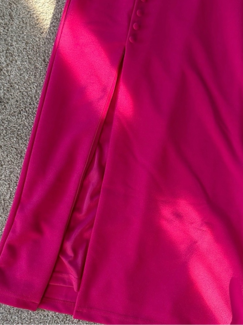NWT Lulus Strapless Pink Midi Dress with sheer side panel, button details & slit - Picture 7 of 13